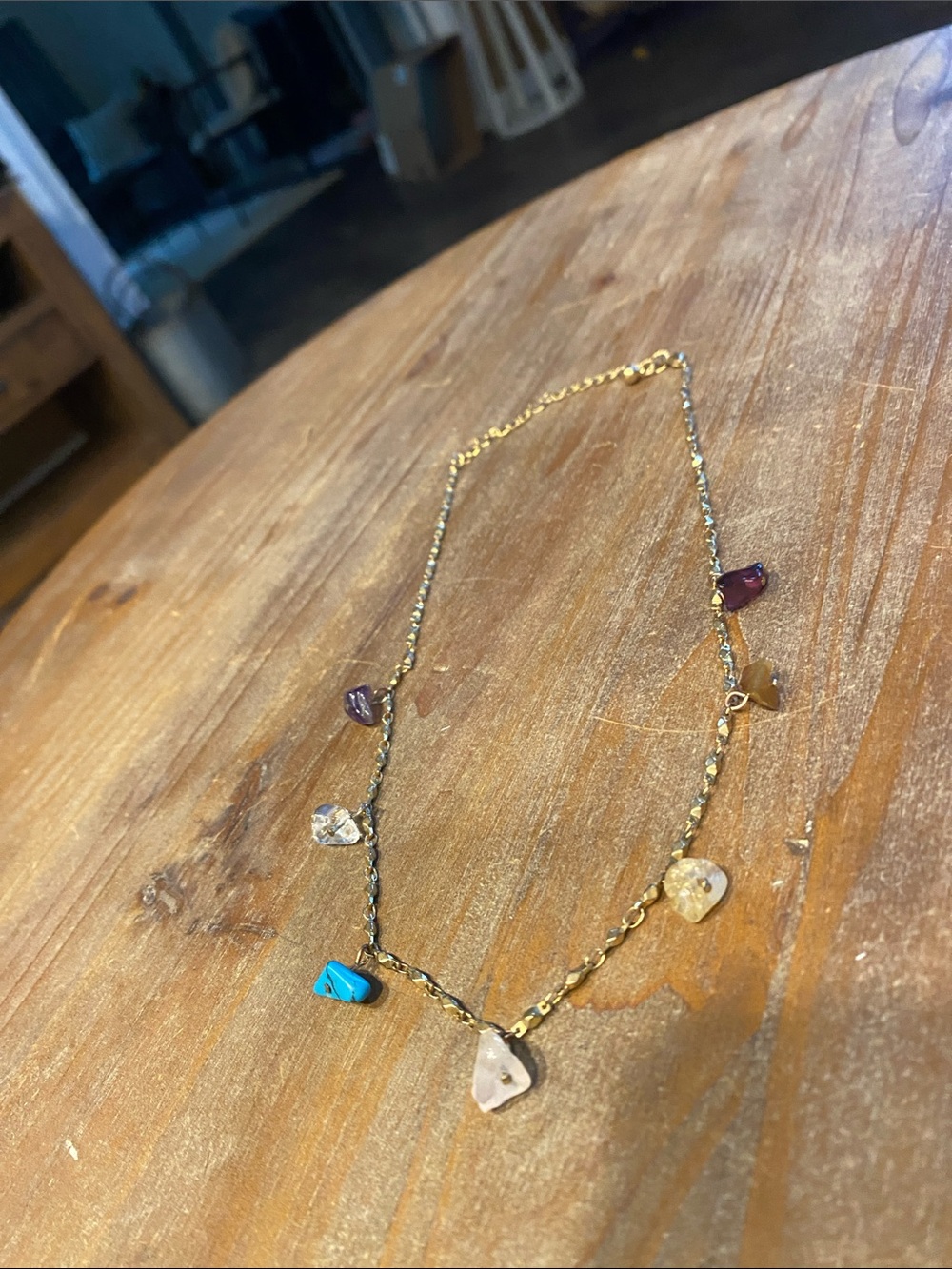 Gold Multi-Stone Charm Necklace - Women Jewelry